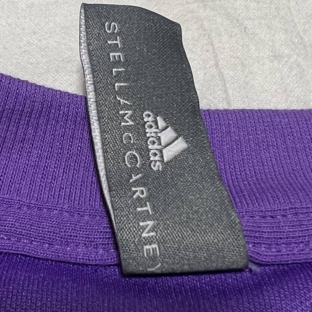 希少 adidas × Stella McCartney アディダス ステラマッカートニー Tシャツ 半袖 パープル 紫 袖ロゴ 裾ロゴ 綿 コットン XLの画像7