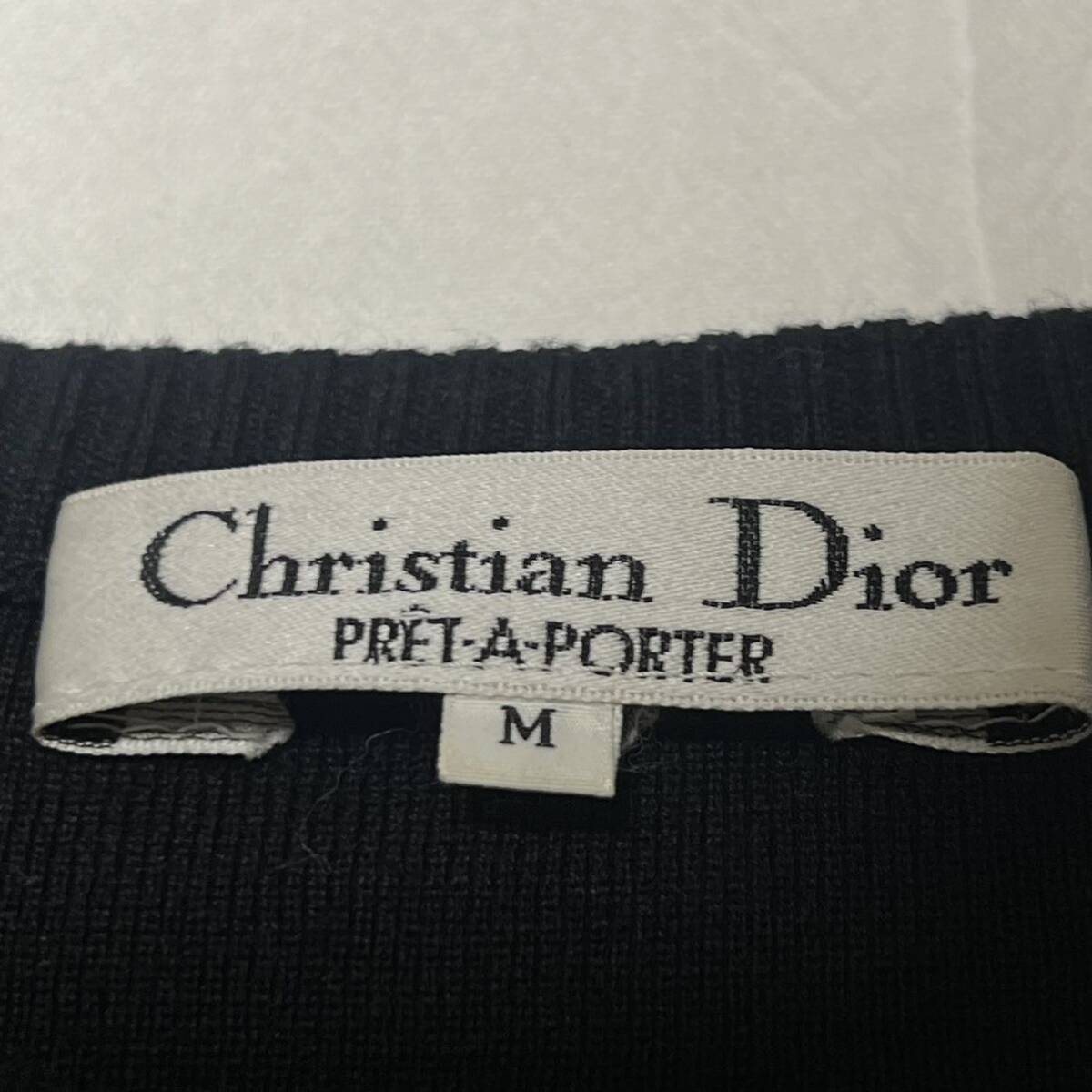 【高級】Christian Dior クリスチャンディオール セットアップ 上下 ニット セーター 長袖 スカート ブラック 裾ロゴ 刺繍 ウール 毛 希少_画像6