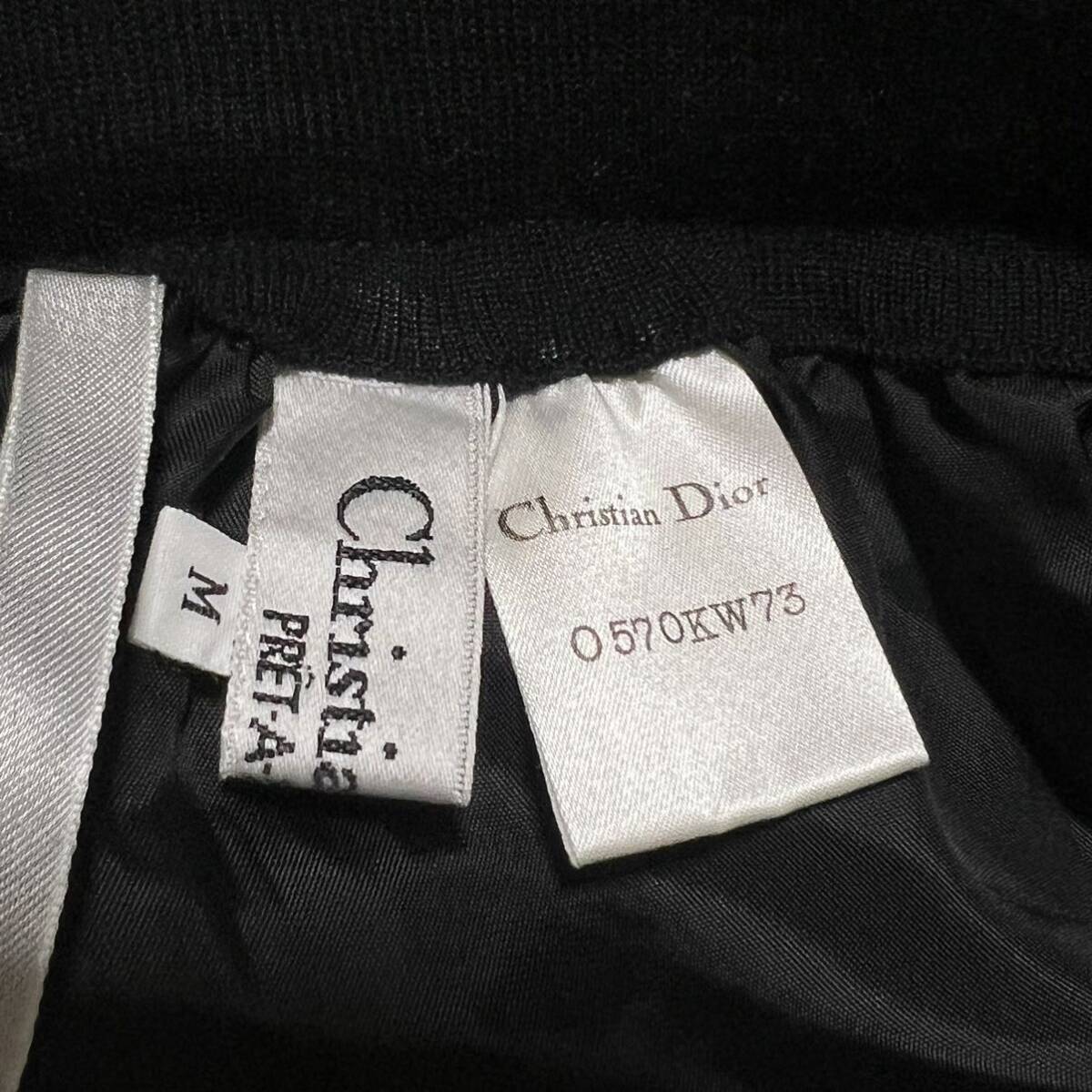 【高級】Christian Dior クリスチャンディオール セットアップ 上下 ニット セーター 長袖 スカート ブラック 裾ロゴ 刺繍 ウール 毛 希少_画像10