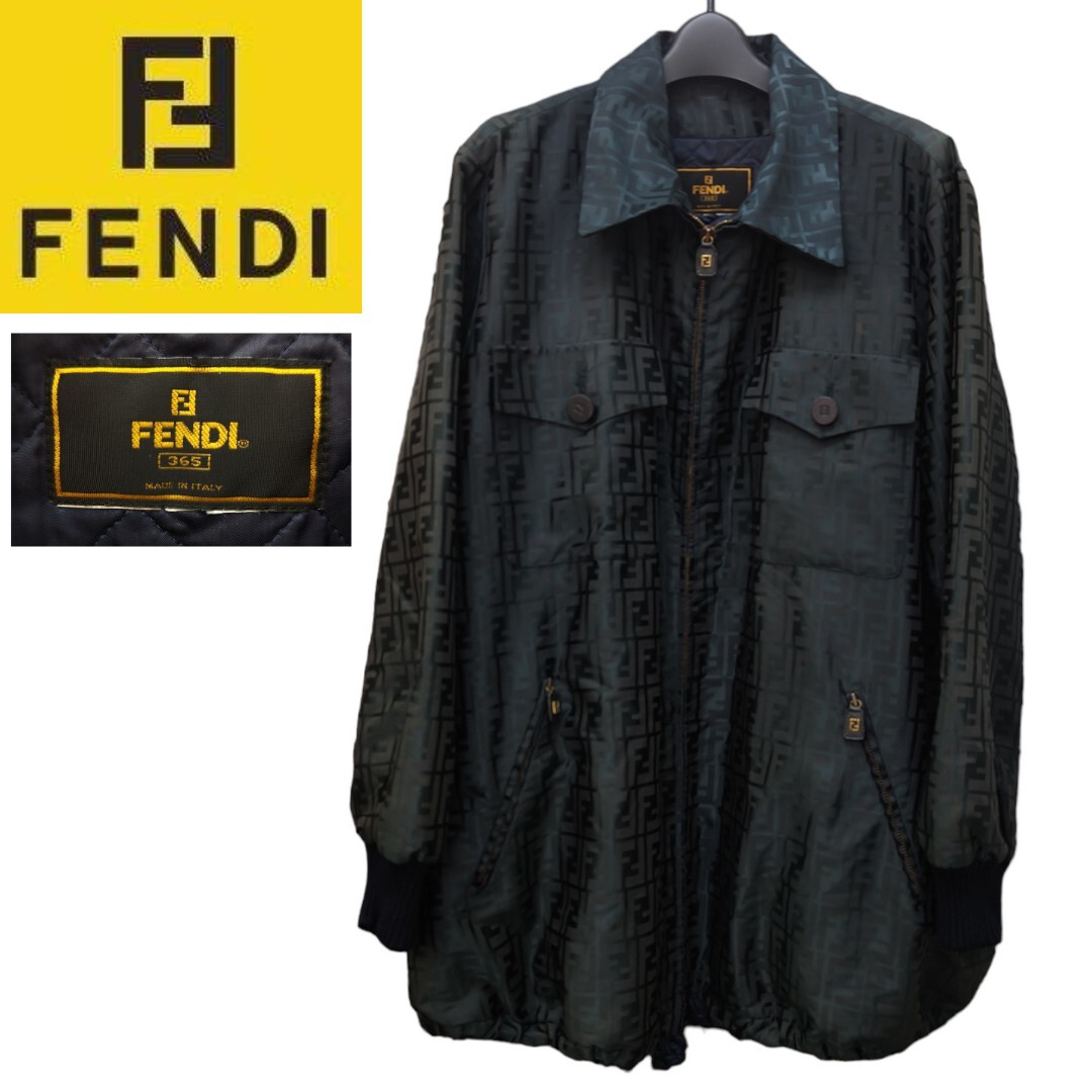 (Ｙ041001)FENDI ナイロン ネイビー ジャケットブルゾン FF ズッカ アウター メンズの画像1