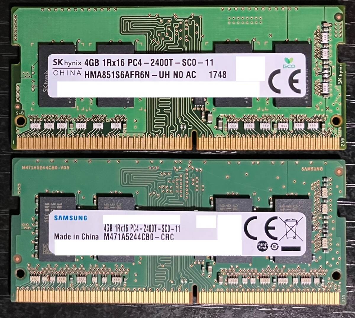 ◆送料無料◆【SAMSUNG+SK Hynix PC4-2400T】ノートPC用DDR4メモリ4GB 2枚 計：8GBの画像1