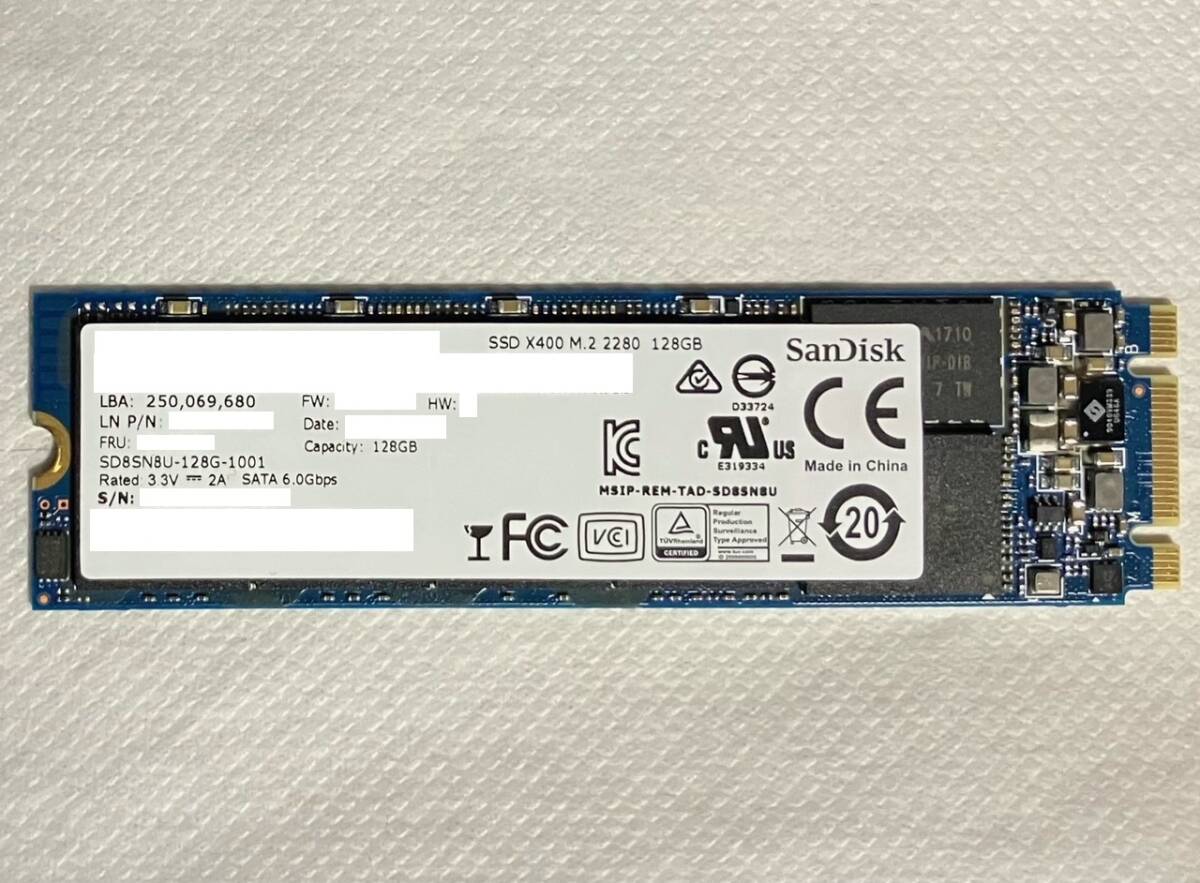 ◆送料無料◆M.2 SSD SATA【SanDisk SD8SN8U128G】128GB 1本_画像1