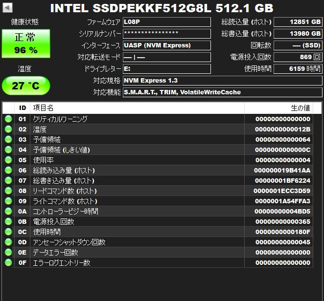 ◆送料無料◆M.2 SSD NVMe【Intel SSDPEKKF512G8L】512GB 1本の画像2