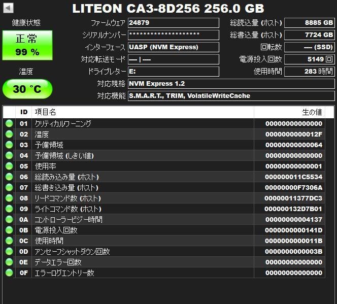 ◆送料無料◆M.2 SSD NVMe【LITE-ON CA3-8D256】256GB 1本_画像2