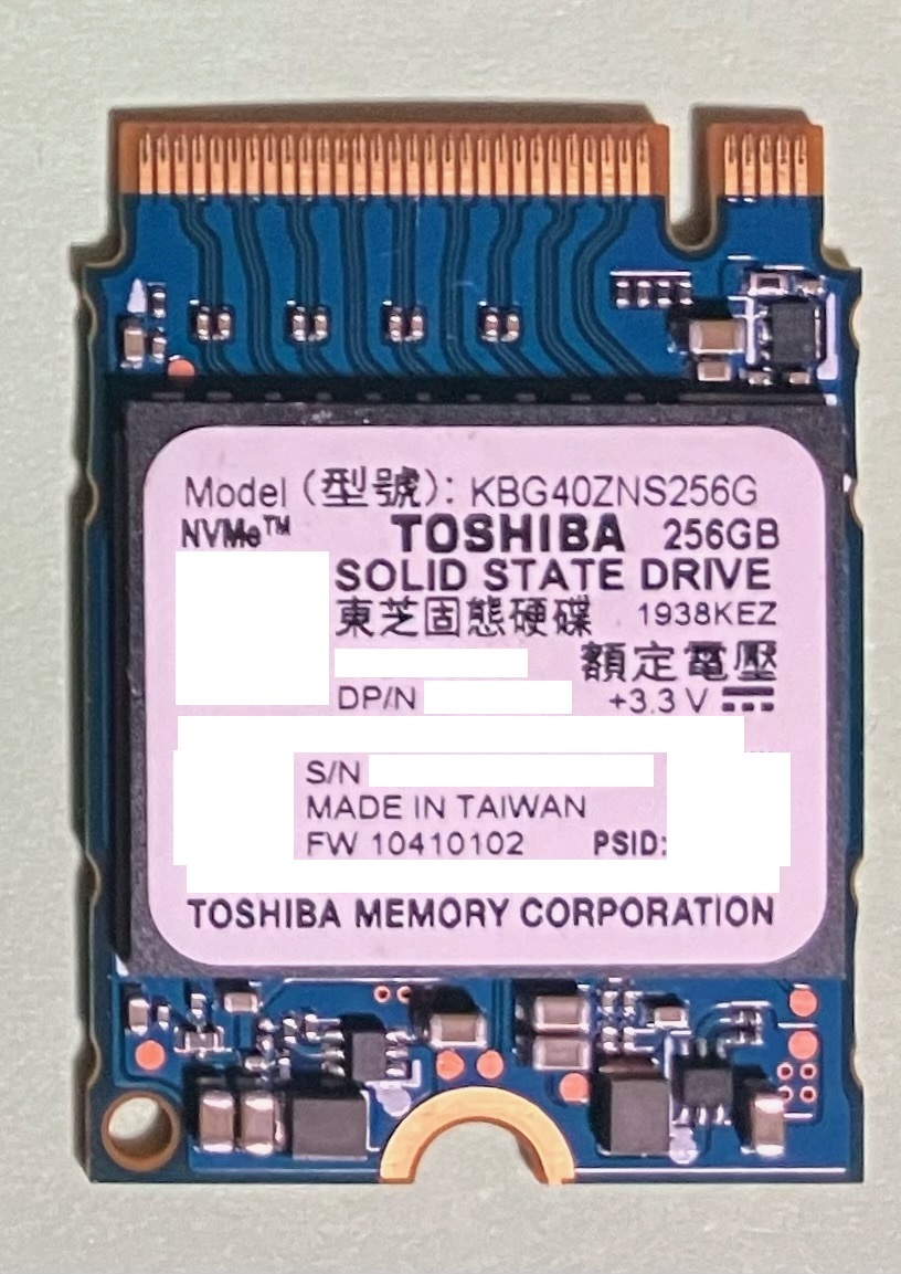 ◆送料無料◆M.2 SSD NVMe【TOSHIBA KBG40ZNS256G】256GB 1本_画像1