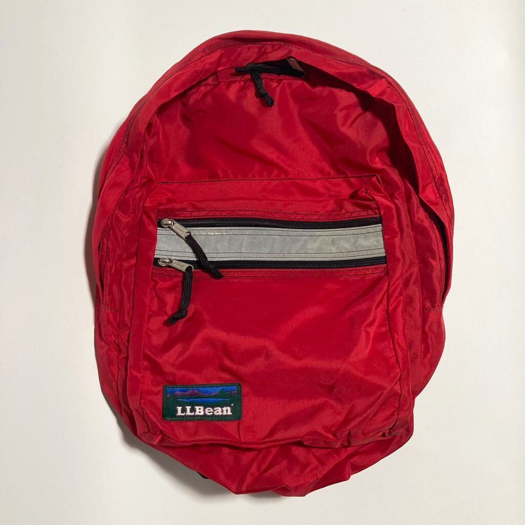 L.L.Bean ☆ ナイロン リュック バックパック デイパック レッド 男女兼用 キッズ 登山 オールド ヴィンテージ エルエルビーン■SBA60_画像1