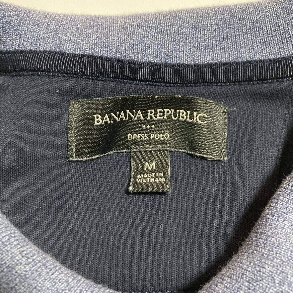 BANANA REPUBLIC ☆ ドレスポロ 半袖 ポロシャツ ネイビー ストレッチ コットン スリム フィット M 春夏 大人 バナナリパブリック■SAP187_画像4