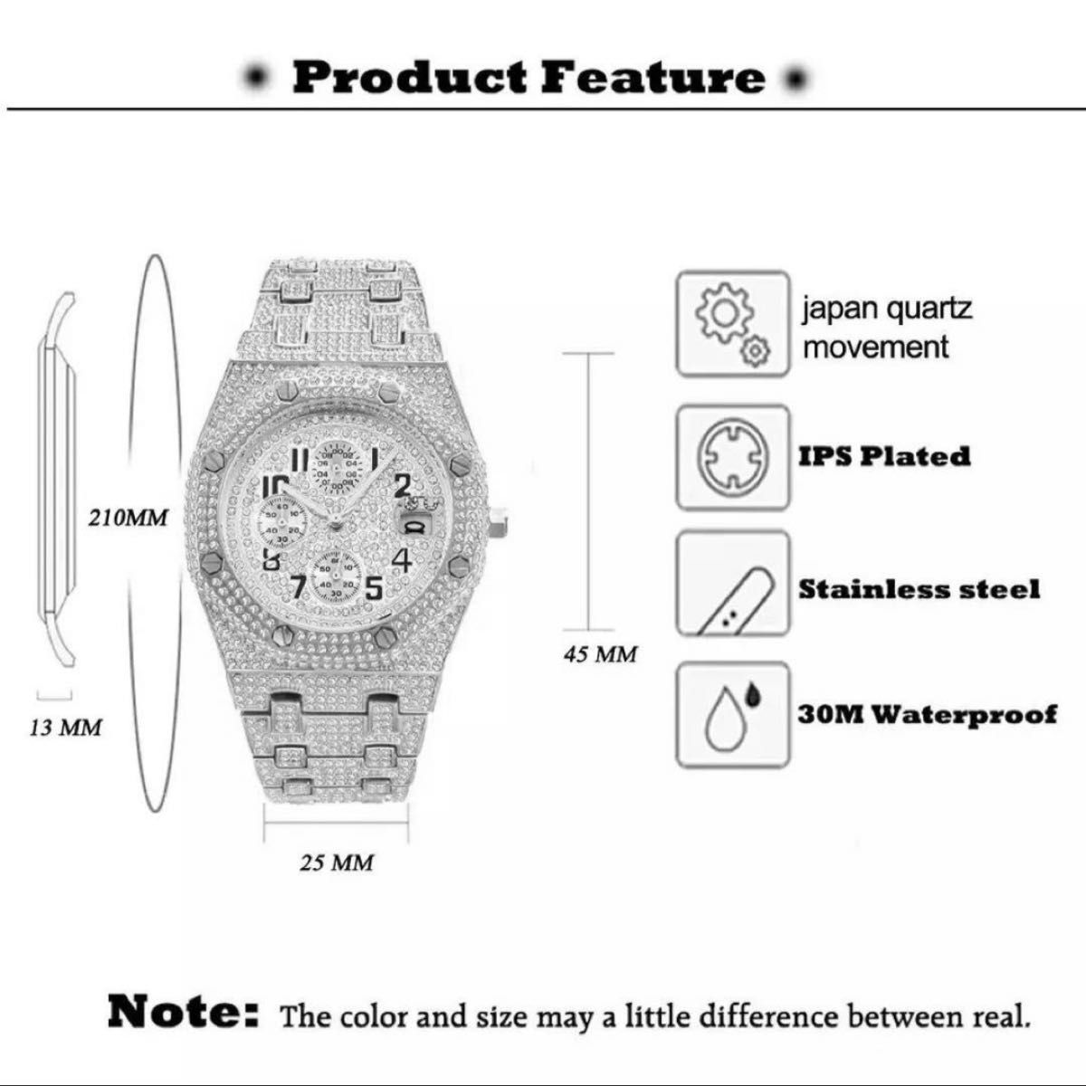 ブリンブリン 腕時計 オマージュ アイスアウト CZ クロノグラフ ウォッチ MISSFOX 