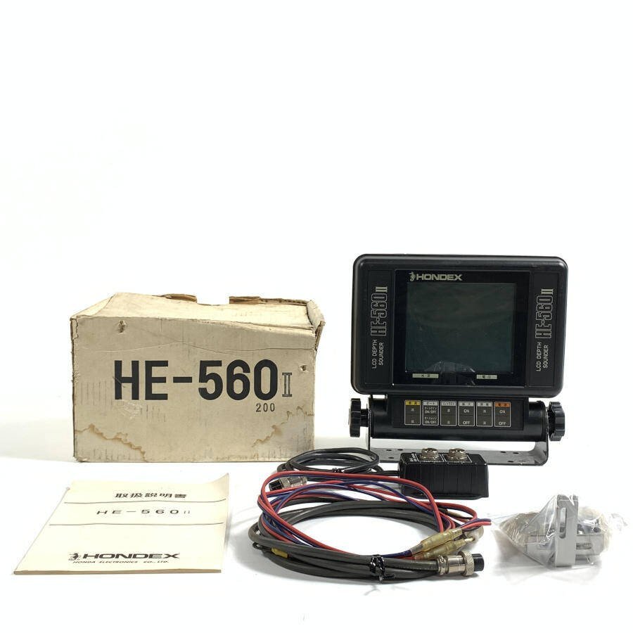 HONDEX HE-560Ⅱ LCD DEPTH SOUNDER ホンデックス 魚探 表示部 電源コード/取説/コネクターボックス他付属[魚群探知機/釣り]＊ジャンク品の画像1