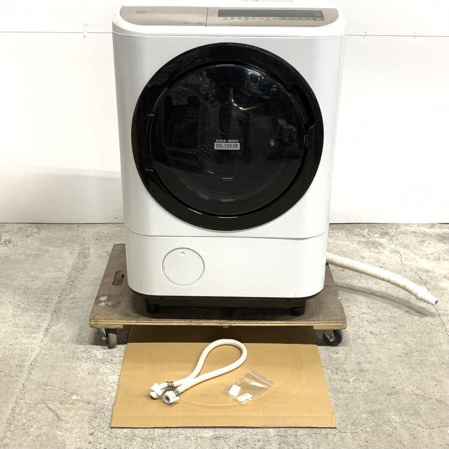 HITACHI BD-NV120EL形 日立 電気洗濯乾燥機 ヒートリサイクル風アイロン ビッグドラム AC100V仕様 2019年製　給水ホース他付き＊