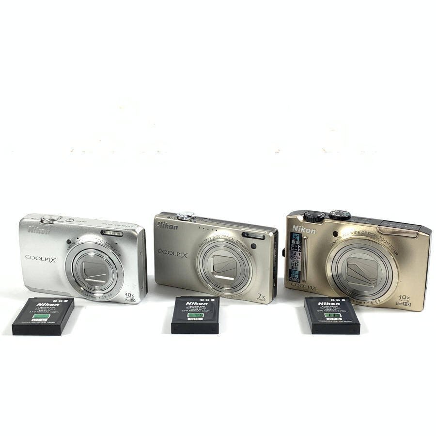 Nikon ニコン COOLPIX S6000 / S6300 / S8100 コンパクトデジタルカメラ まとめ売り 3台セット バッテリー×3付き●簡易検査品_画像1