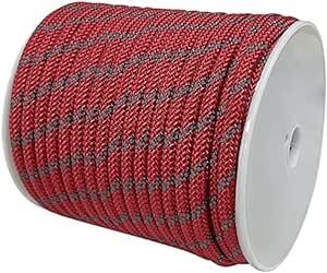 Sutekus テント用ロープ ロープ直径8ｍｍ パラコード 反射材入り 張り綱 耐荷重2000Kg（2トン）全長40m (レッドの画像1
