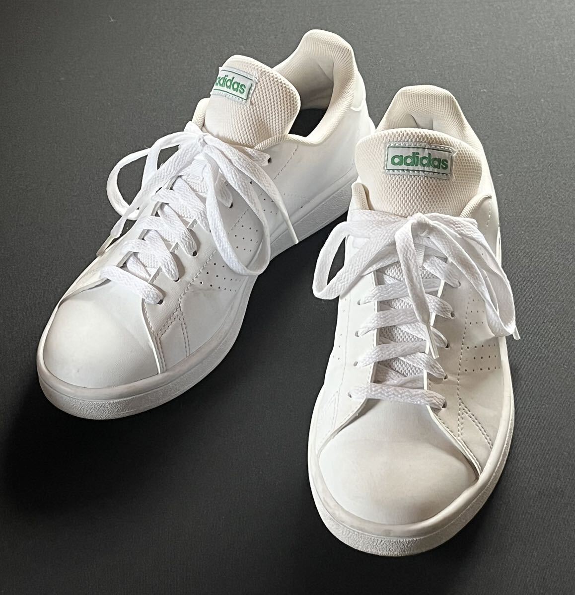 adidas* Adidas *(24.0) Advan coat base EE7690 sneakers shoes / white + green 