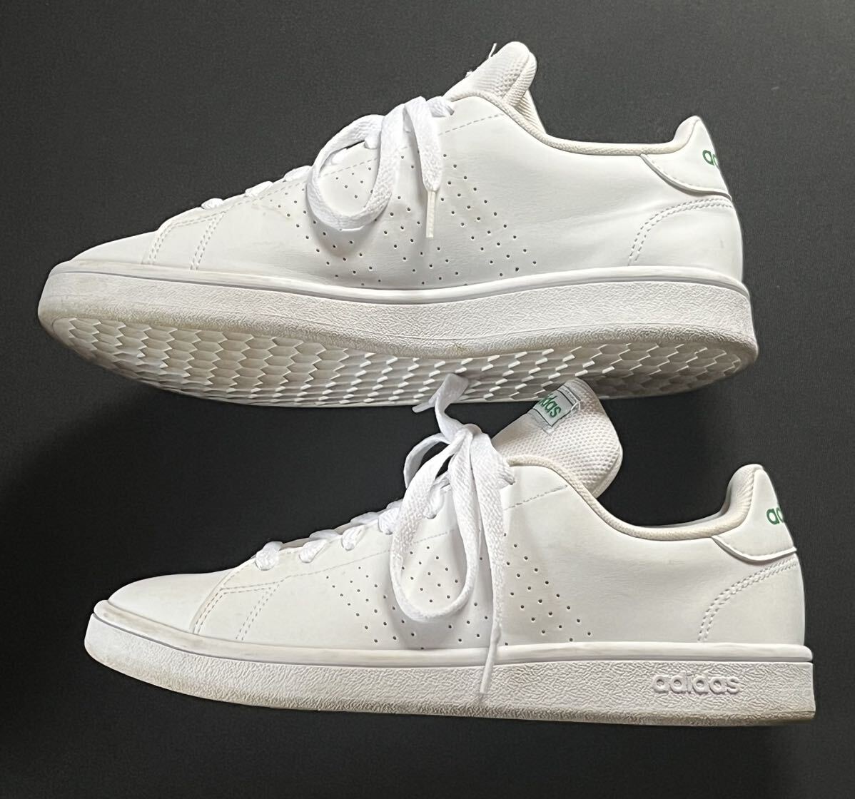 adidas* Adidas *(24.0) Advan coat base EE7690 sneakers shoes / white + green 