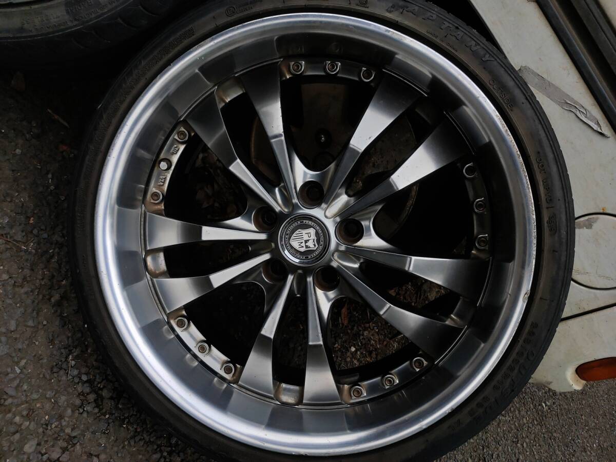 エスティマローダウン外し　リム深デザインパフォーマンスホイールズ 19インチ8J+43　5穴PCD114.3、225/35R19タイヤ付4本セット 【中古】_画像2