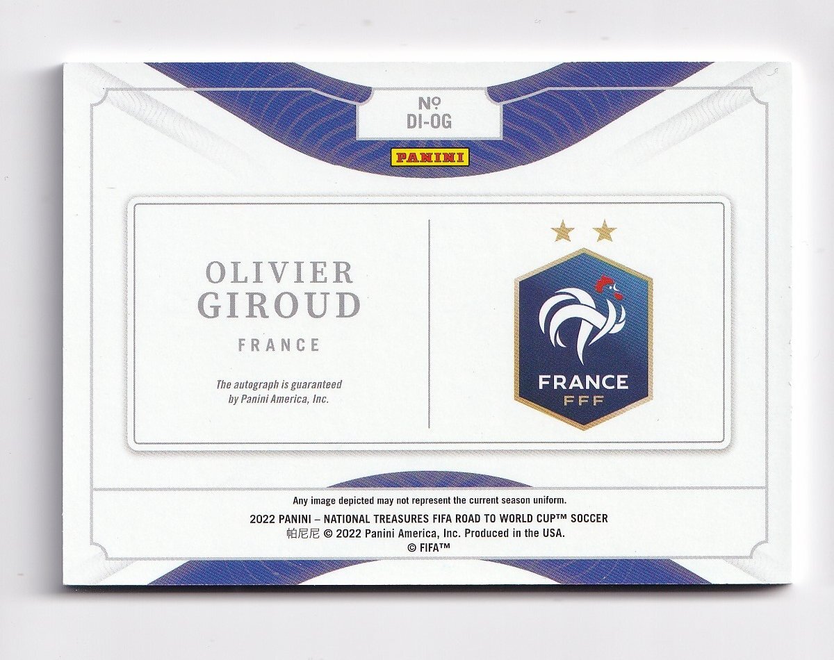 2022 PANINI National Treasures Road to the World Cup Definitive Ink Autograph Olivier Giroud オリヴィエ・ジルー 99枚限定直筆サインの画像2