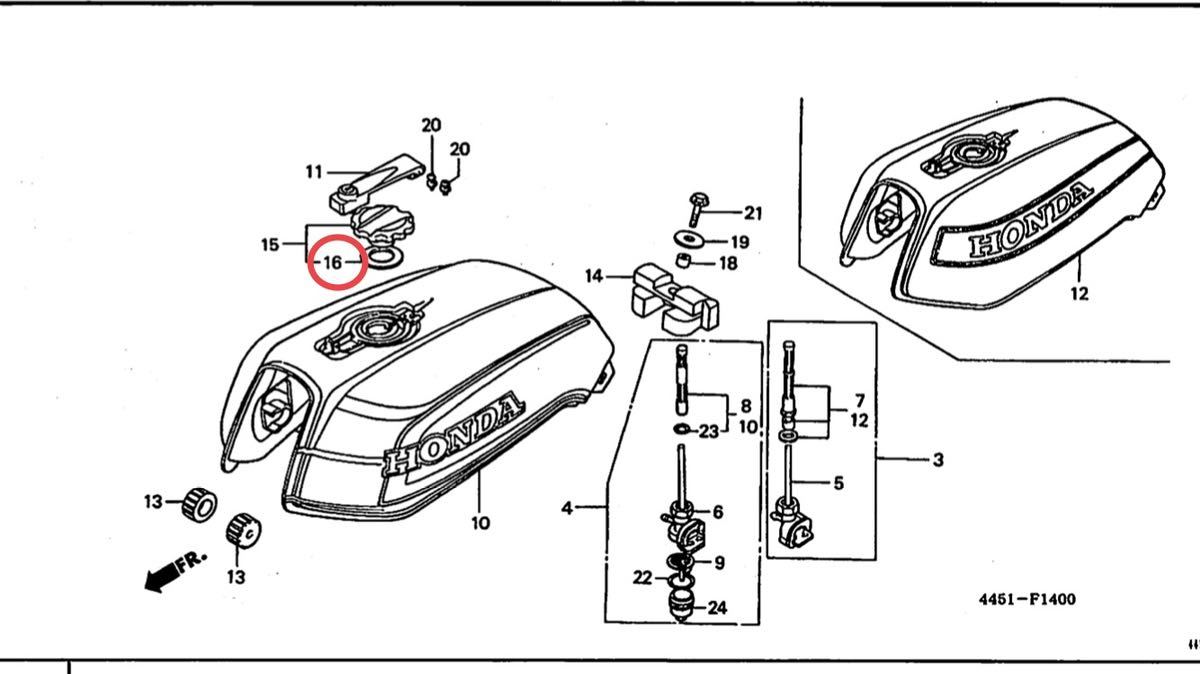 【送料無料】ホンダ純正CB750Fフューエル タンクキャップ パッキン(スペンサー バリバリ伝説 ガソリン 燃料 ガスケット ガソリンタンク )