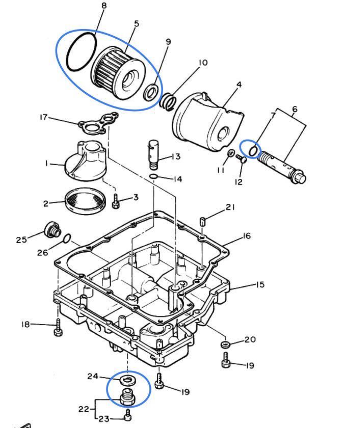 【送料無料】ヤマハ純正XJR1200 XJR1200R オイルフィルター ドレンボルト パッキンセット(ガスケット エレメント 4KG1 4KG2 4KG3 4KG4 )の画像2