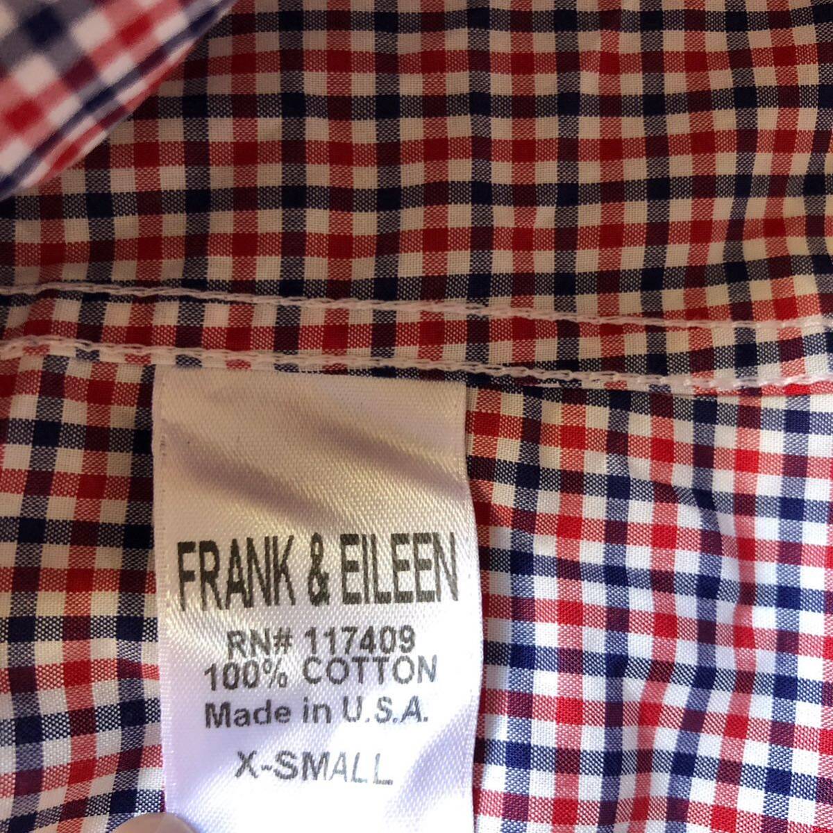 143フランク&アイリーン コットン100％爽やかトリコロールチェックシャツXS白赤青の画像7