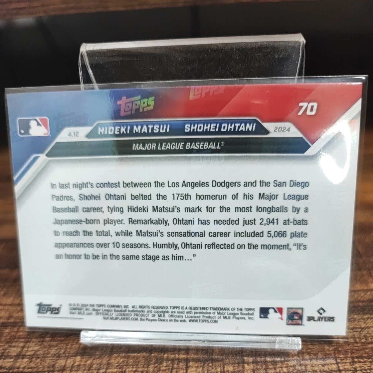 【他出品同梱可】TOPPS NOW 2024年 No.70 大谷翔平 松井秀喜に並ぶMLB175号日本人最多ホームラン shohei ohtani 3_画像2