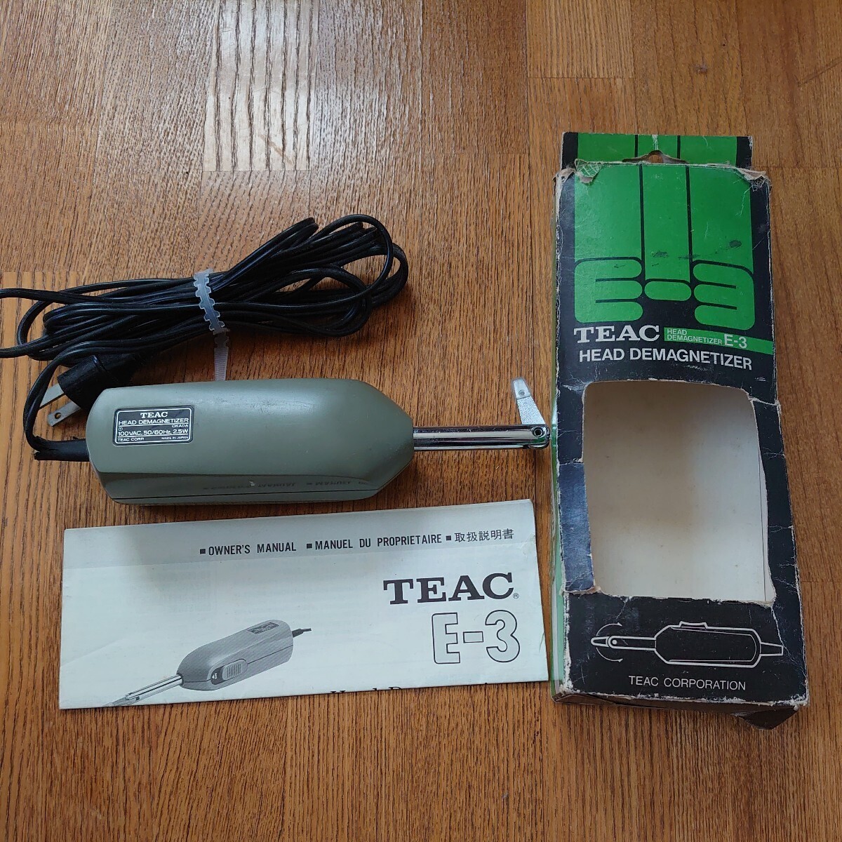 TEAC E-3 HEAD DEMAGNETiZER ヘッド消磁器 箱・取説付き _画像1