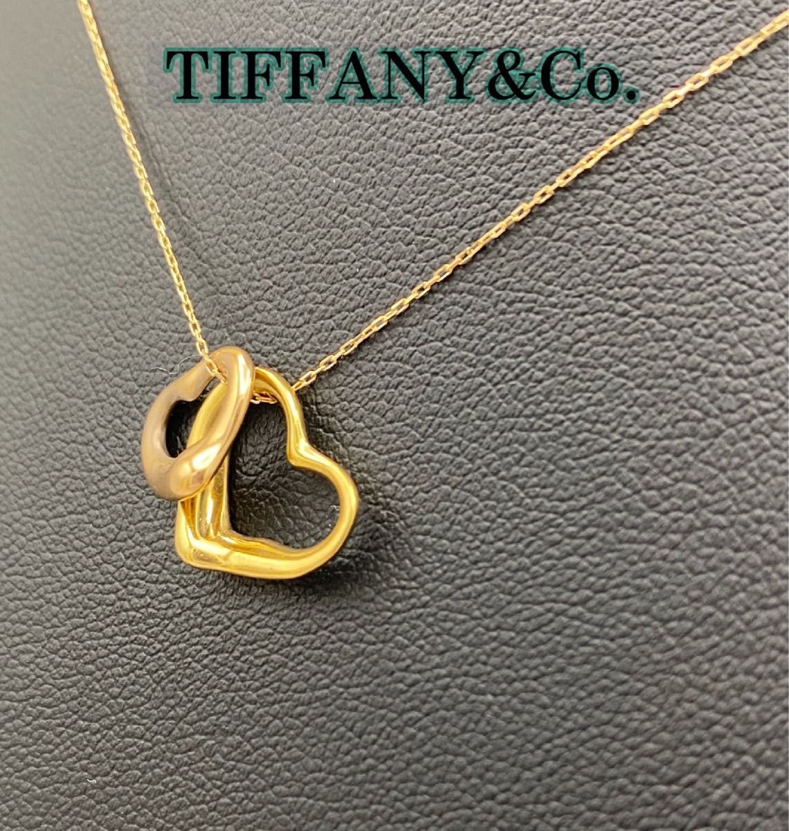 Tiffany&Co.ティファニー　K18YG ダブルハートトップ　ネックレス