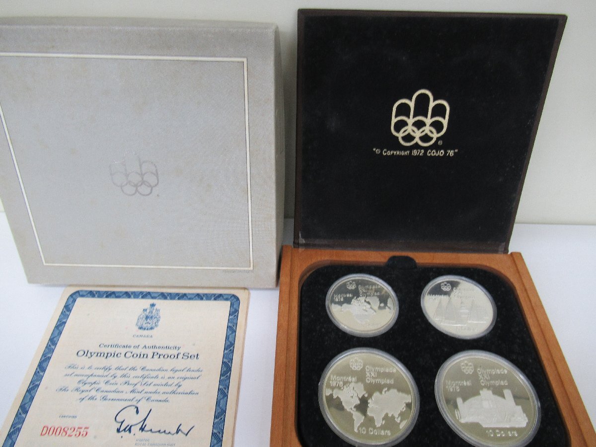 第21回オリンピック モントリオール大会 記念銀貨 ４枚セット 1976年　中古 G4-86◎_画像1