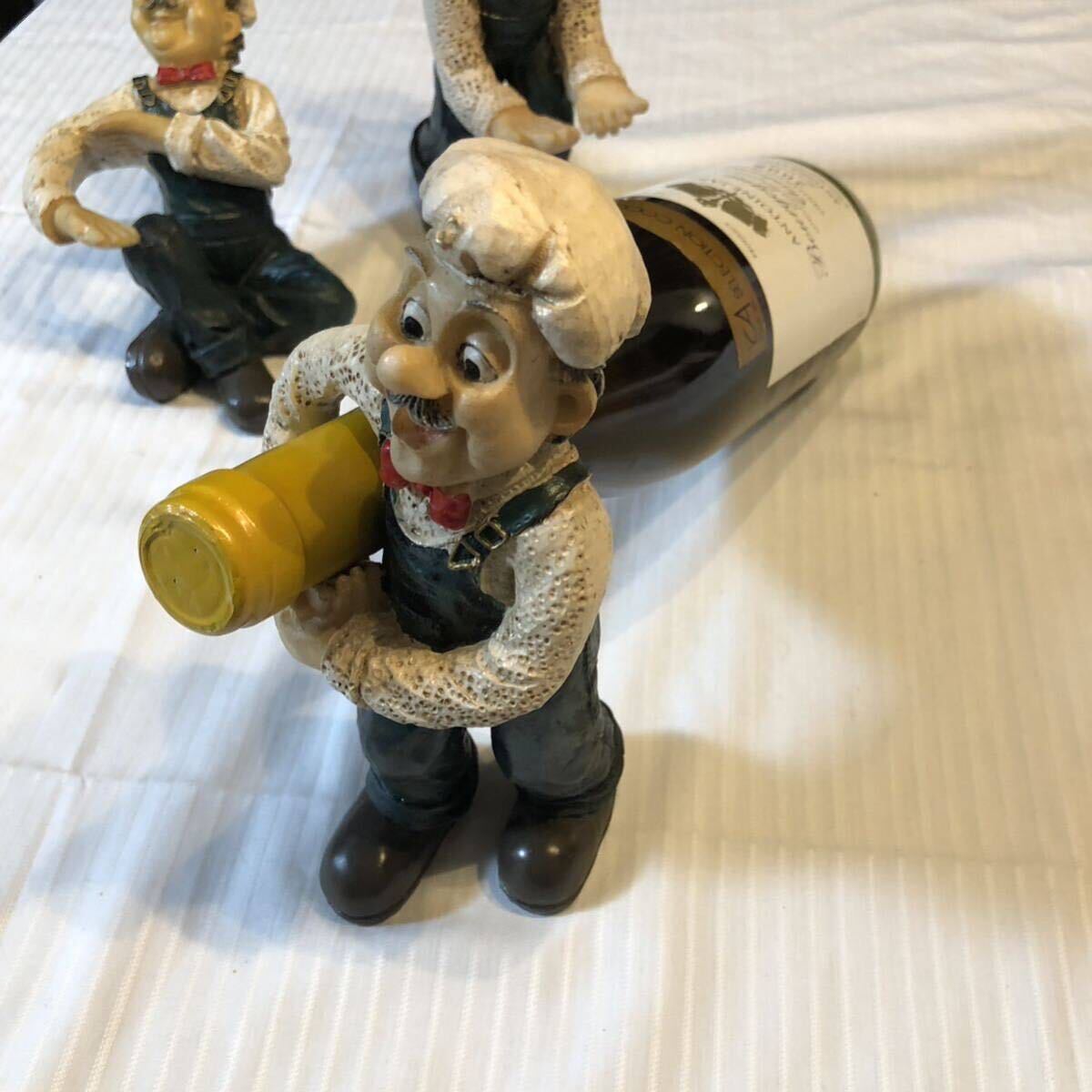 ボトルホルダー　コックさん　フィギュア 3体セット　　コック人形ワインホルダー　オーバーオール/おじさん　ビンテージ_画像8