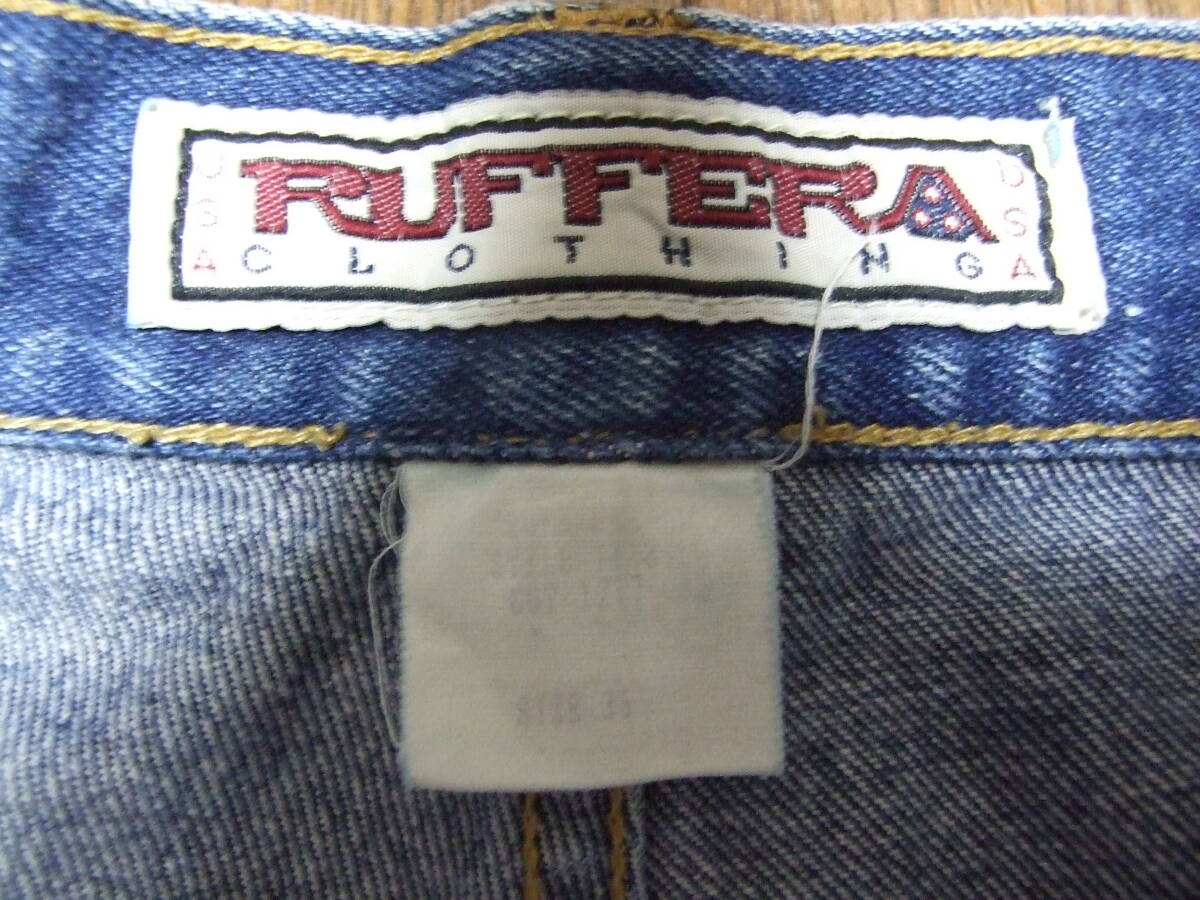 RUFFERA CLOTHING* Denim широкий шорты *size 36*90\'S Street HIPHOPchi машина no Choro стиль *90 годы ske-ta-
