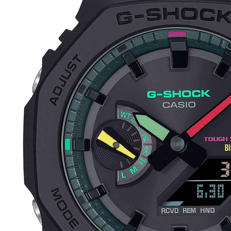 G-SHOCK Multi Fluorescent color 蛍光色デザイン ソーラー Bluetooth アナデジ 反転液晶 ブラック メンズ 腕時計GA-B2100MF-1AJF新品の画像3
