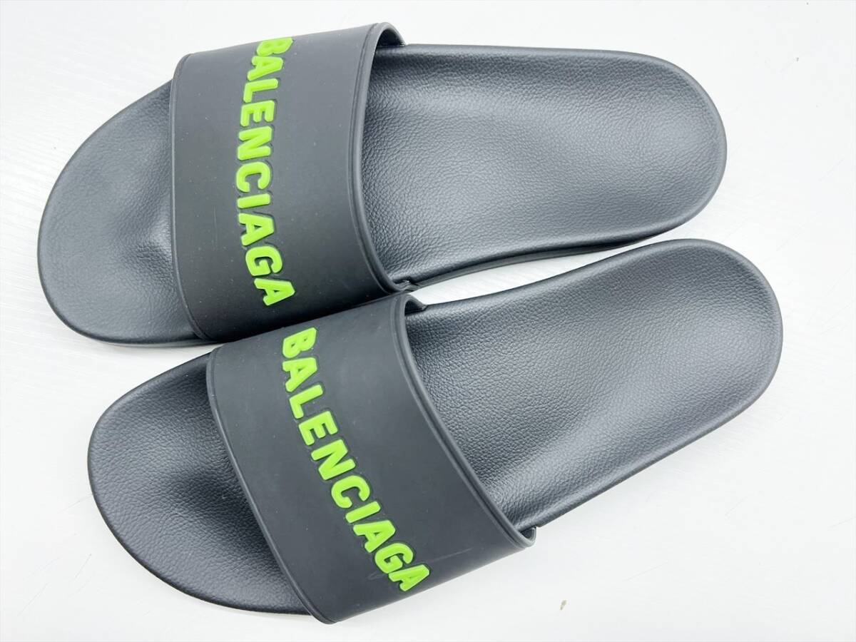 Balenciaga【セール】■国内発■ロゴ スライドサンダル 美品 BALENCIAGA バレンシアガ ロゴ プールスライド サンダル 黒