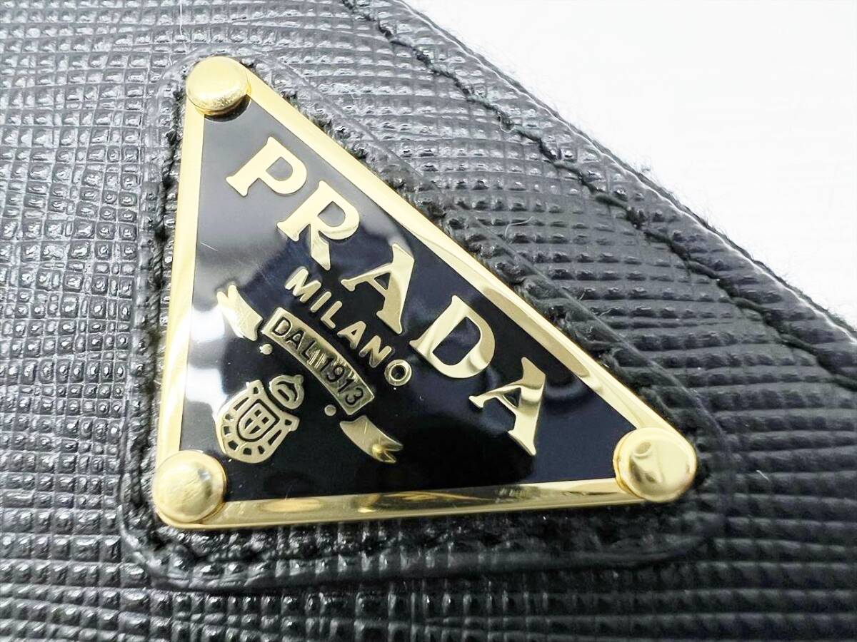 新古品　未使用　PRADA　プラダ　トライアングルロゴ　サフィアーノ　 ジップ　コインケース　ミニ財布　黒　ゴールド　1MM268_画像7