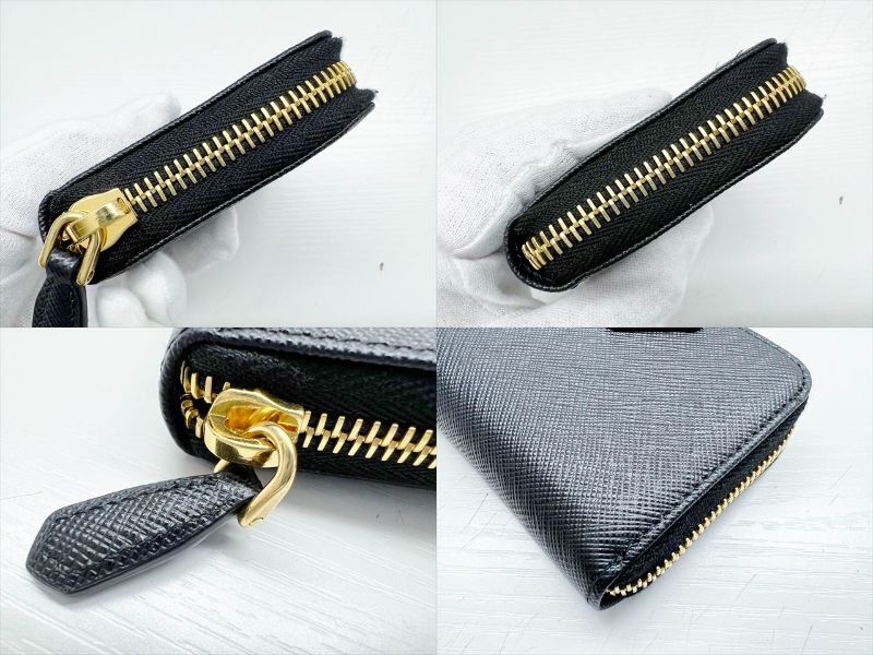 新古品　未使用　PRADA　プラダ　トライアングルロゴ　サフィアーノ　 ジップ　コインケース　ミニ財布　黒　ゴールド　1MM268_画像6