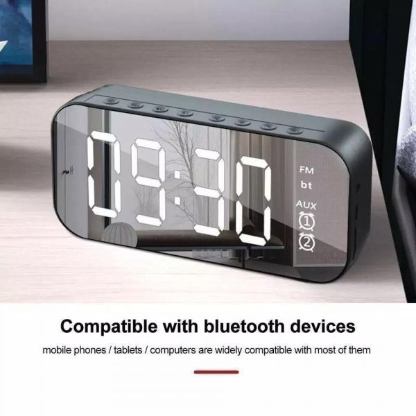 送料無料 Bluetooth ワイヤレス デジタル時計 スピーカー 黒の画像3