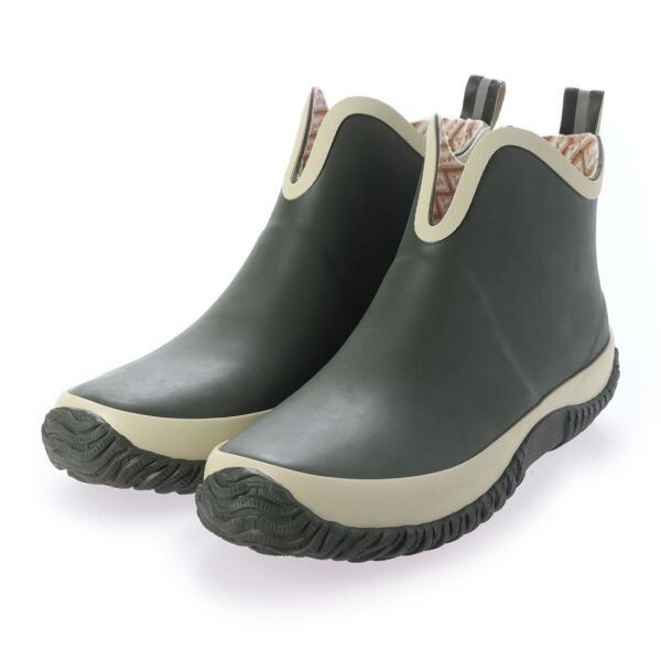 JW_20089 outlet lady's 23.5cm khaki rain shoes natural rubber waterproof . slide bottom wear resistance . bending . weather resistant 
