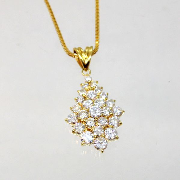 経典 ◎中古美品◎18金 ダイヤ 3.43ct ペンダント付ネックレス サファイア