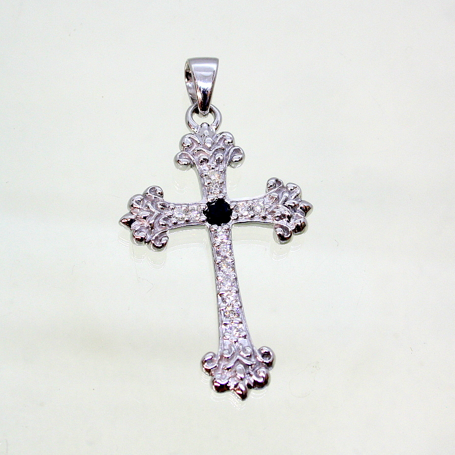 【メーカー直売】の商品をすべて ◎中古美品◎18金WG ブラックダイヤ 0.216ct ダイヤ 0.47ct クロスペンダント ダイヤモンド