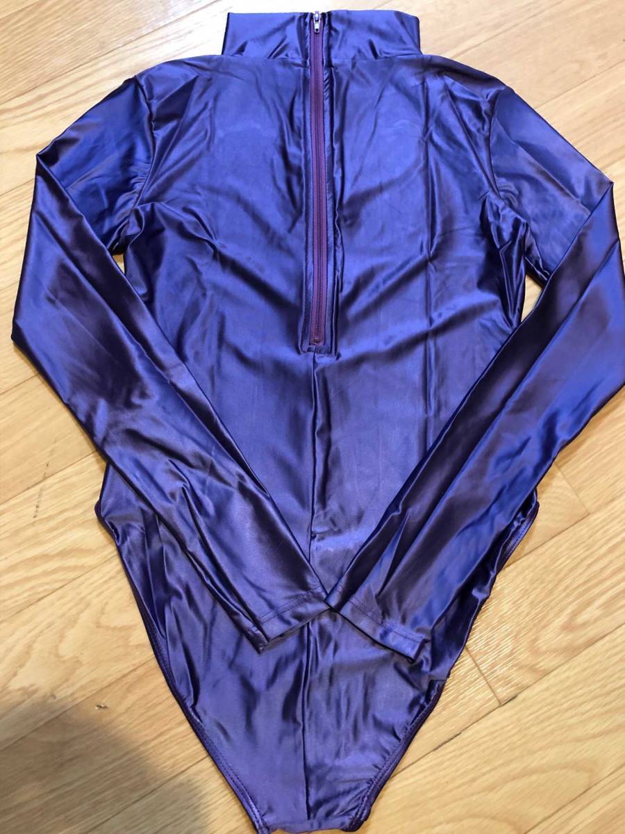 * postage 390 jpy AMORESY Hecate long arm Leotard cosplay race queen .. swimsuit contest Dance rhythmic sports gymnastics fancy dress 009(PURPLE)L