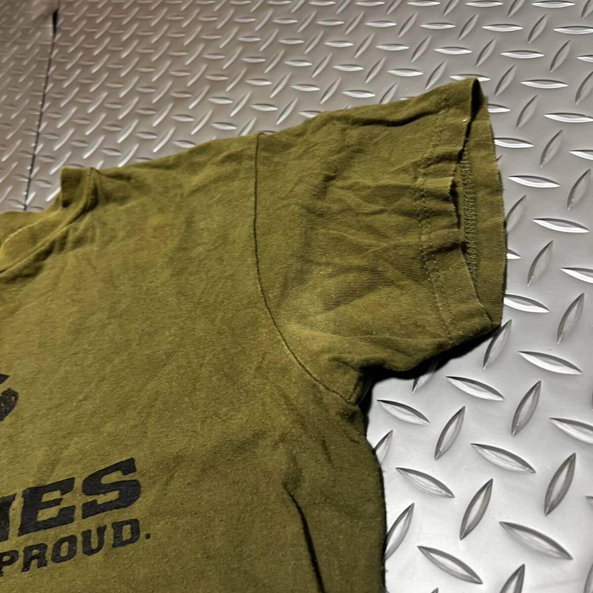 米軍放出品 Tシャツ　 MARINES サバゲー　ランニング スポーツ　　吸収性抜群　OD MEDIUM (INV J#04)_画像3