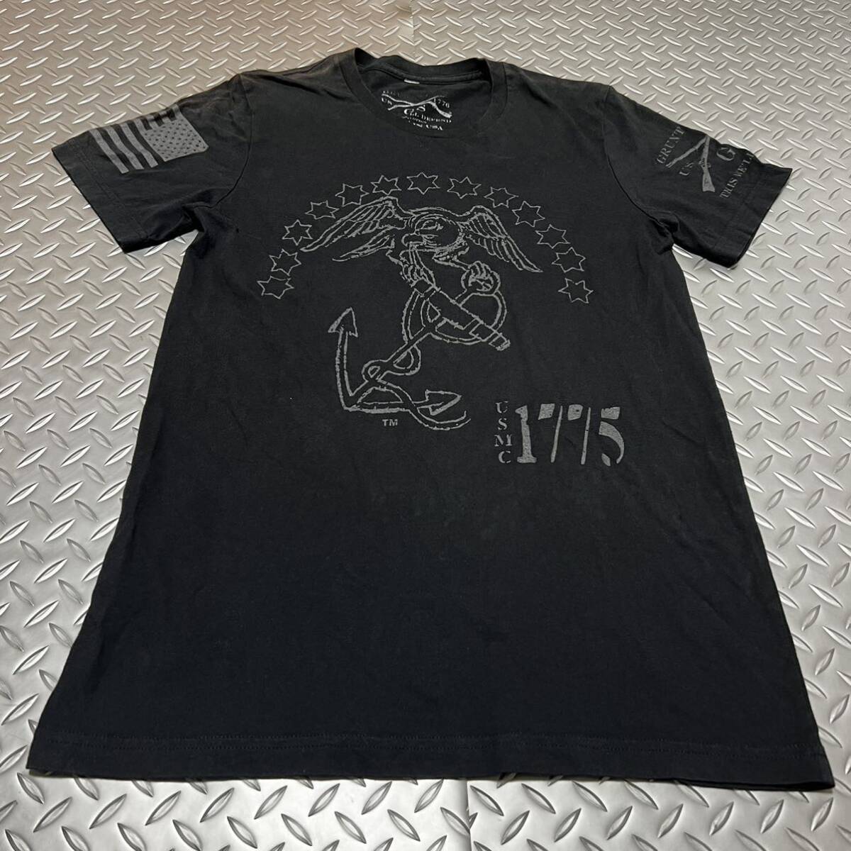 米軍放出品 Tシャツ  USMC 半袖Tシャツ 1775 MARINE おしゃれBLACK (INV J#10)の画像1