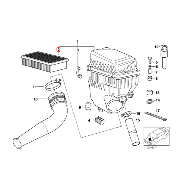 OP Parts製 BMW Xシリーズ X5/E53 3.0i エアフィルター/エアクリーナー/エアエレメント M54 M73 M73N 13721702908 13721702907_画像2