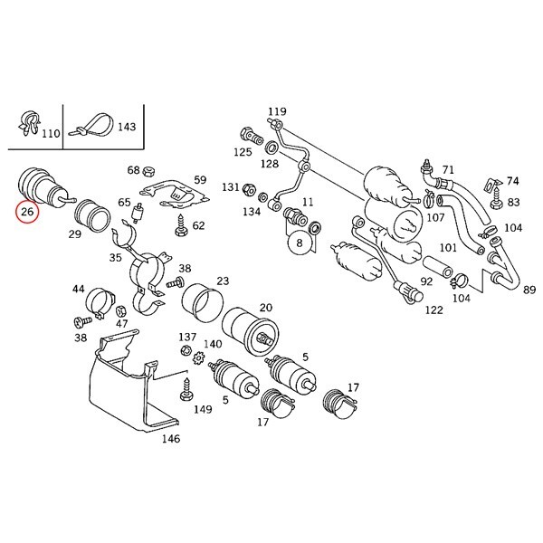 URO製 ベンツ R107 R129 420SL 500SL 560SL 燃料アキュームレーター/フューエルアキュームレーター 0004760921 0004761021 0438170055_画像2