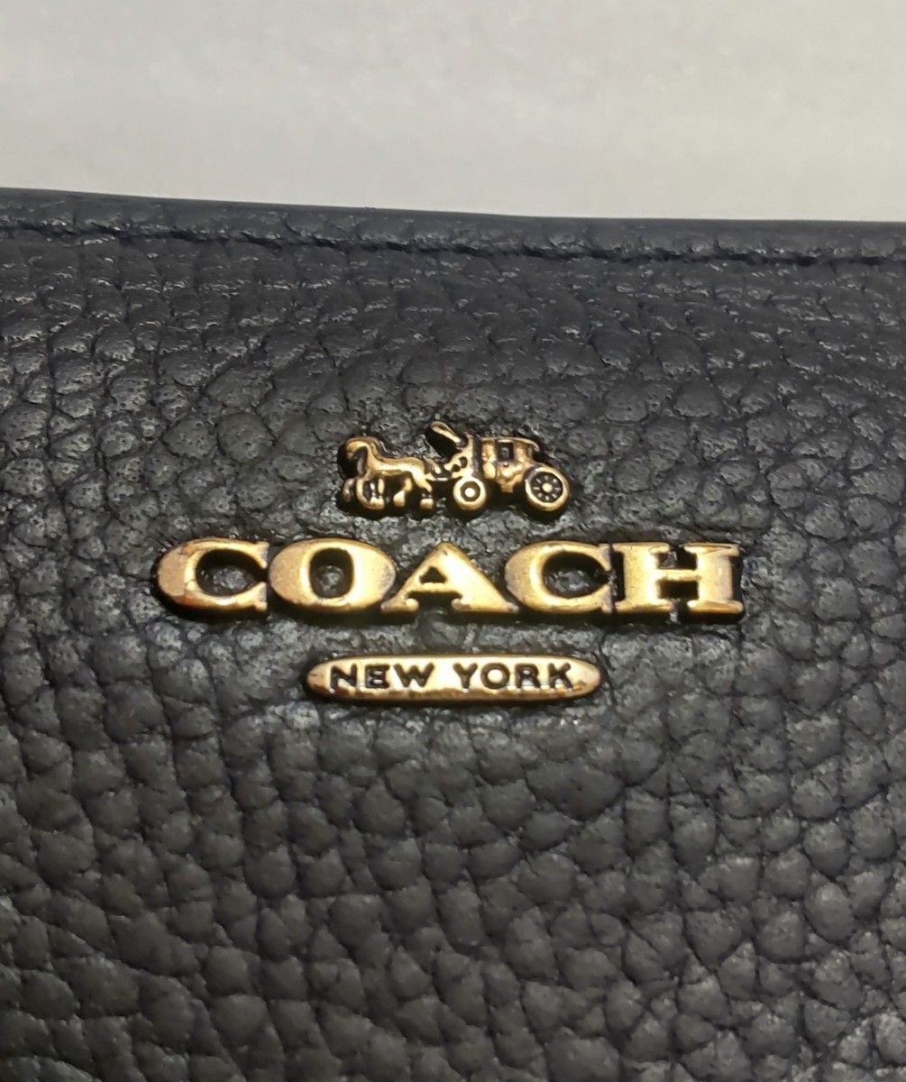 COACH コーチ 二つ折り 財布 レザー ブラック バイカラー