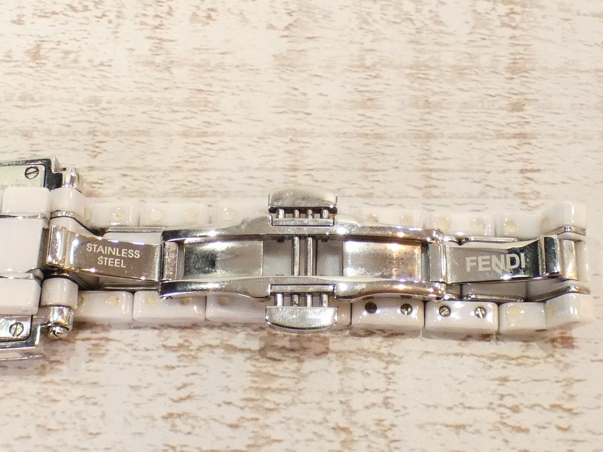 フェンディ FENDI セラミック 角型フェイス腕時計【L's/ホワイト/Aランク】b4AF_画像8