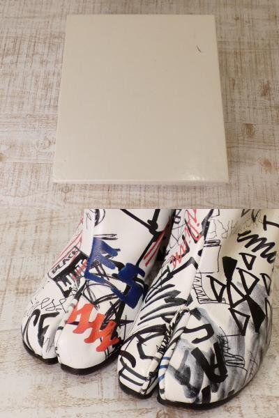 メゾンマルジェラ Maison Margiela TABI 落書き たび ブーツ 【L's(36)/17万円/白地/Bランク箱付】b4AE0の画像8