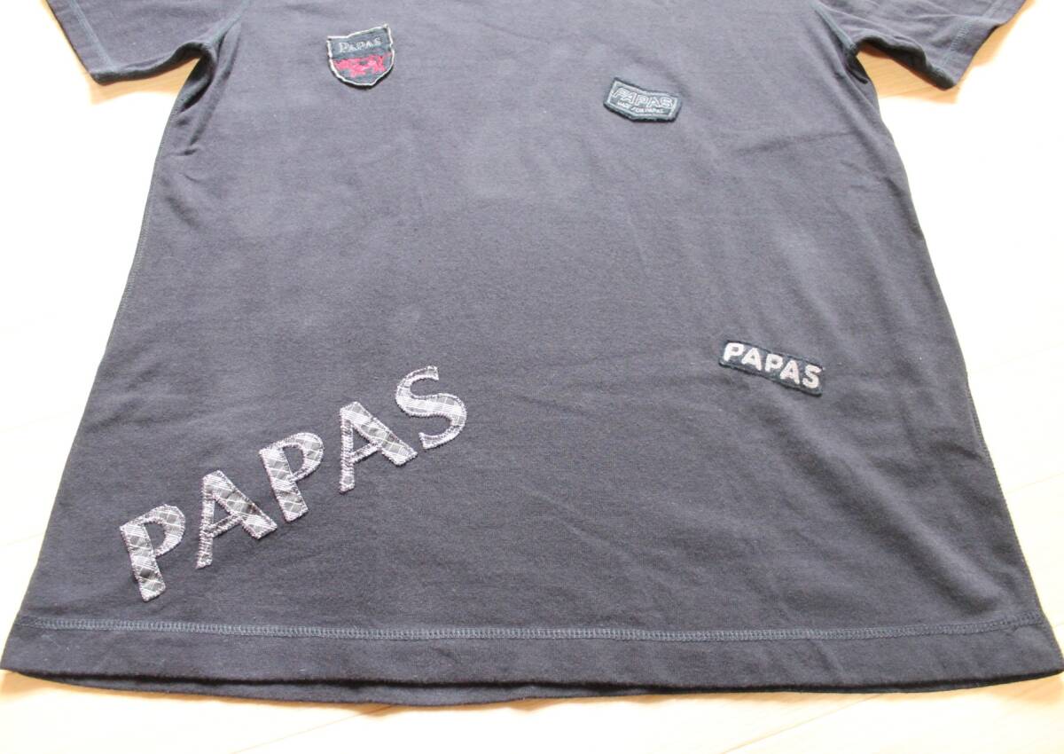 美品）Papas パパス スタンドカラーTシャツ Papasアップリケ刺繍 ワッペン多数_画像5