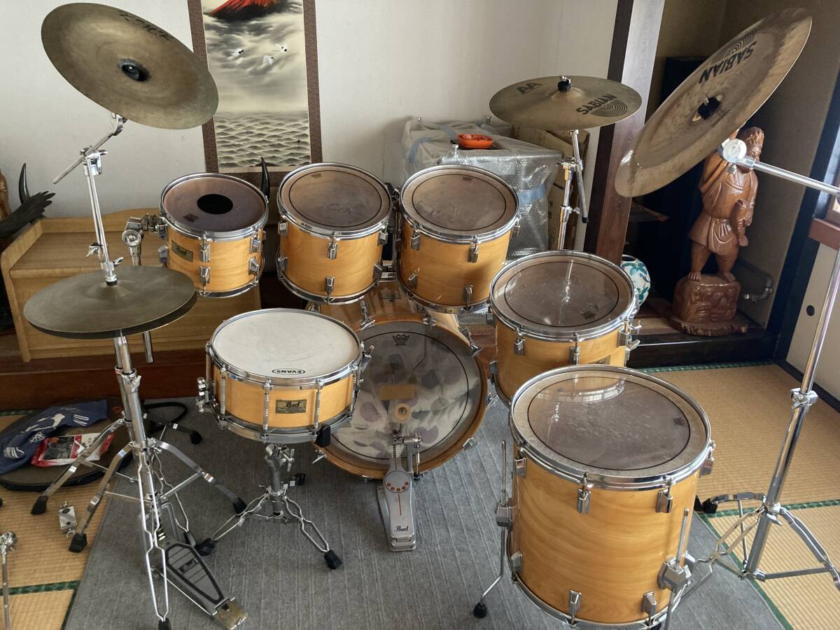 Pearl Birch Shell 7点ドラムセット 中古希少品です。の画像1