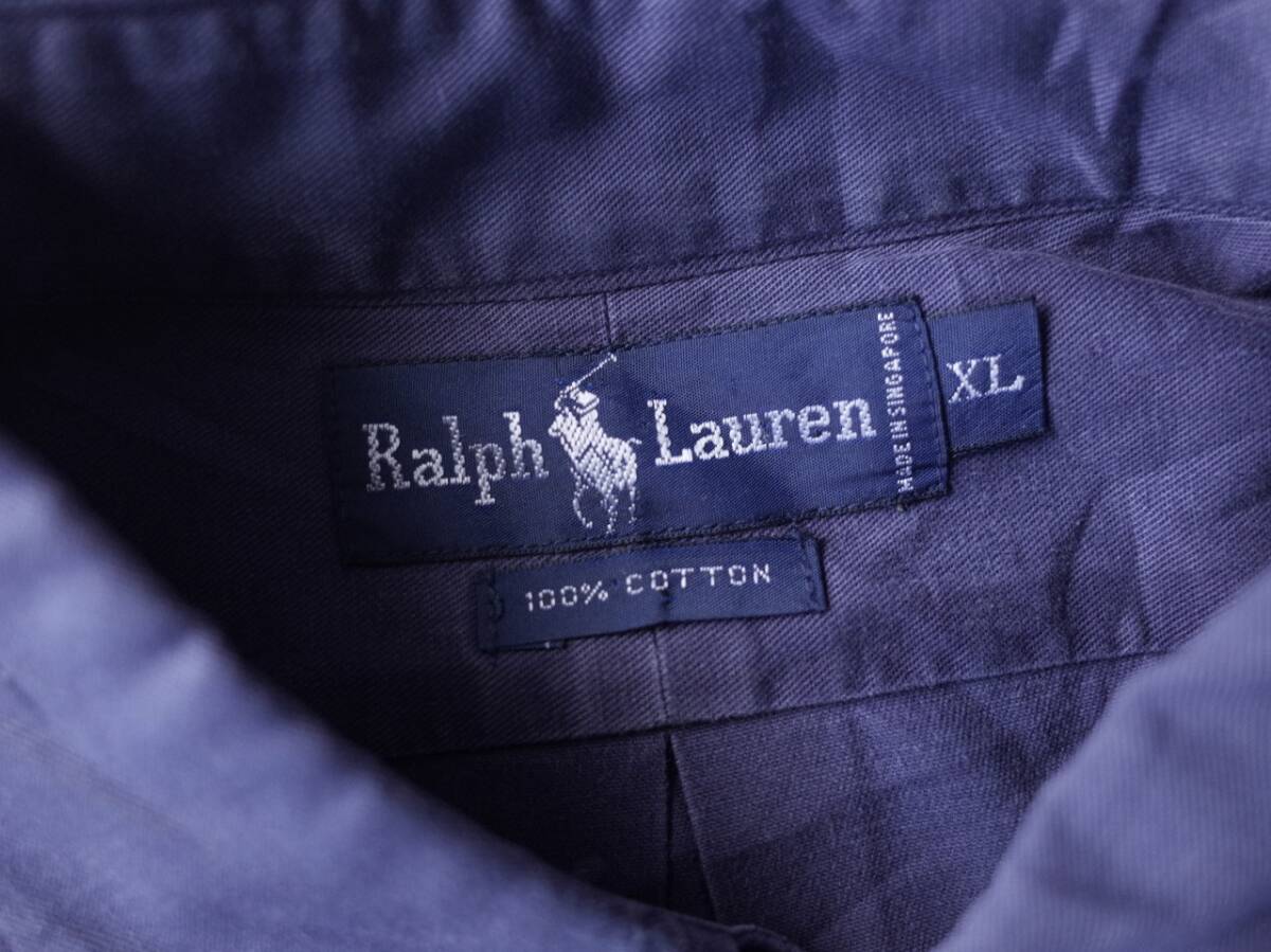 90's ビンテージ　Polo Ralph Lauren ポロラルフローレン　長袖 ボタンダウン BD シャツ　ネイビー XL　大きいサイズ ビッグサイズ USA古着_画像4