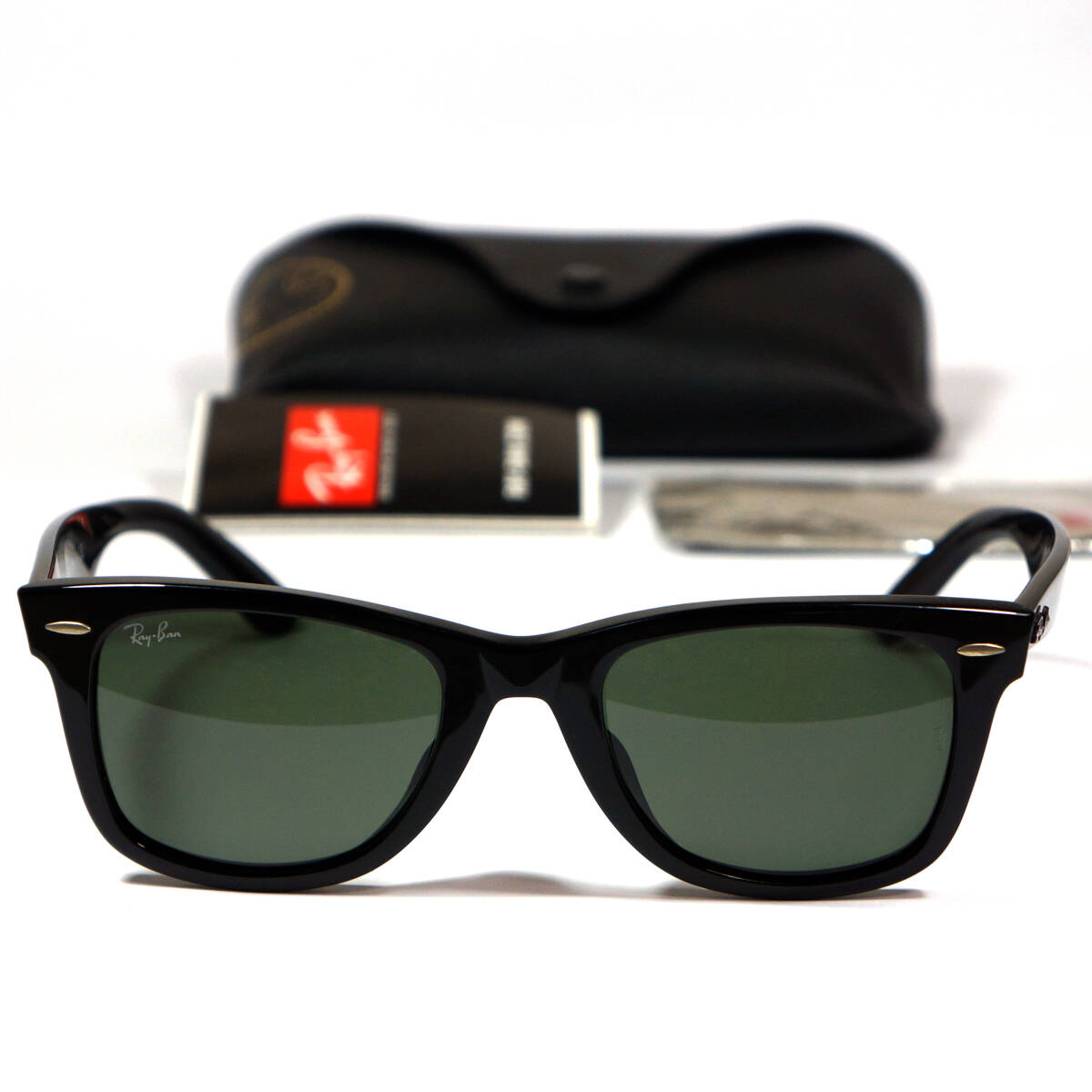 美品 Ray-Ban レイバン WAYFARER ウェイファーラー RB2140-F 901 52□22 150 3N ブラック G-15レンズ 即決ありの画像10