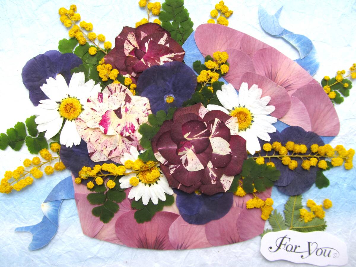 ☆押し花素材☆バラとミモザのプレゼントBOX☆26サイズの画像2
